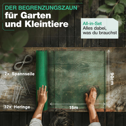 Smabix Mobiler Steckzaun 15 m x 90 cm, Komplett-Set Hundezaun