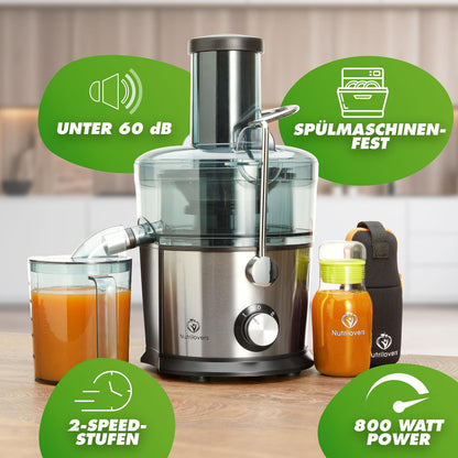 Nutrilovers QUICK-JUICER Entsafter Edelstahl – für Obst & Gemüse