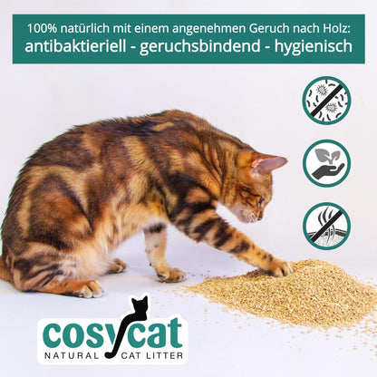 COSYCAT Katzenstreu Klumpstreu aus Holz, fein, 2 x 20 l