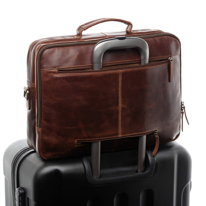 SID & VAIN Simon XL Laptoptasche 15.4 Zoll braun Echtleder