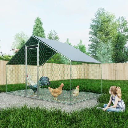 Thanaddo Hühnerstall 3x2 m, Kleintierstall aus verzinktem Stahl mit wasserdichtem PE-Dach