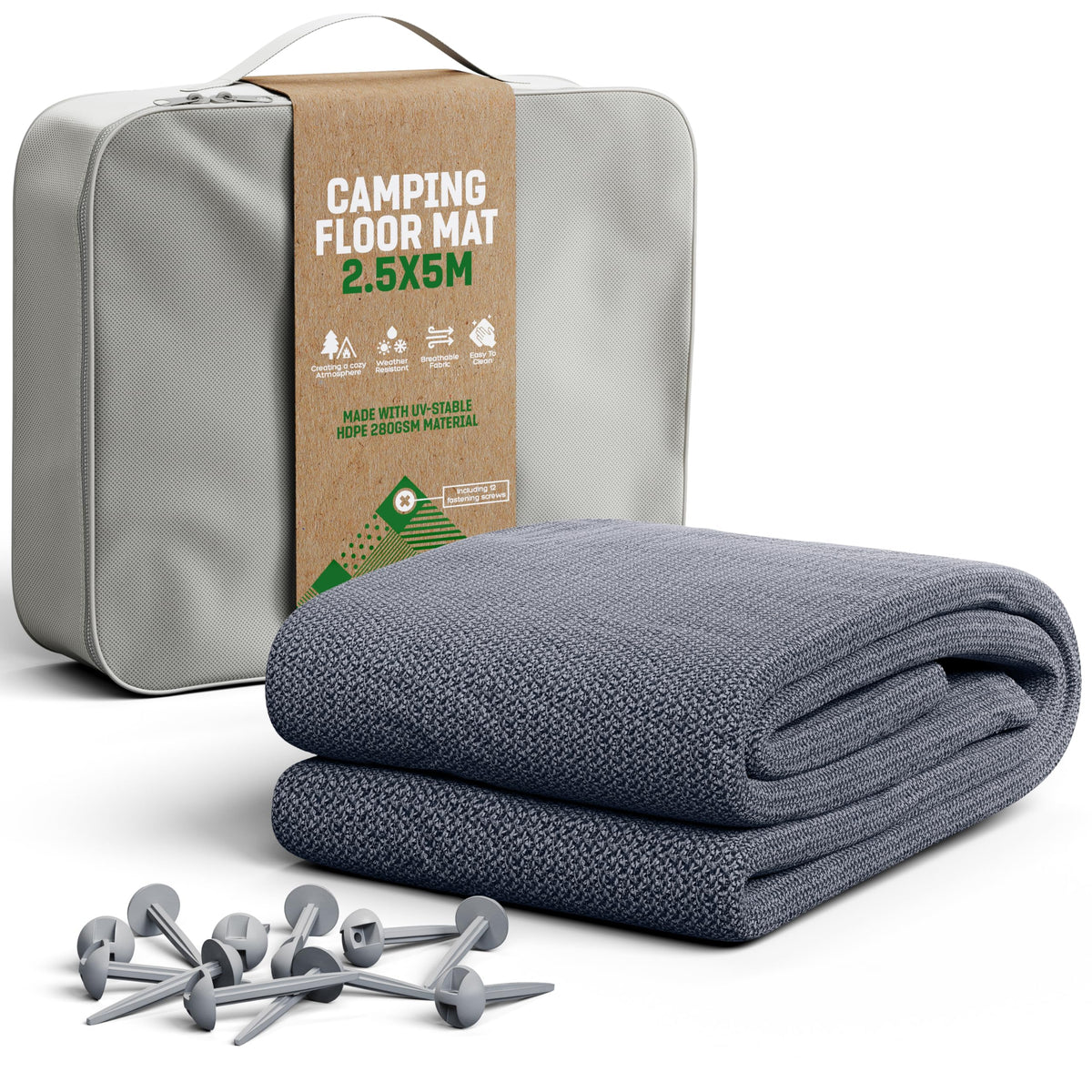GardenGloss Vorzeltteppich 250x500 cm Campingteppich wetterfest aus HDPE-Gewebe