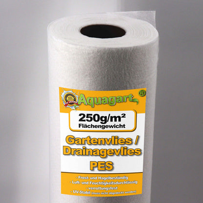 Aquagart Unkrautvlies Drainagevlies - 250g PES weiss 40m². Weißes PES-Geotextil zur Unkrautunterdrückung und Drainage im Galabau.