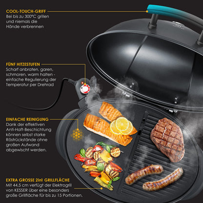 KESSER Elektrogrill 2in1 Tischgrill & Standgrill mit Deckel 2400 W