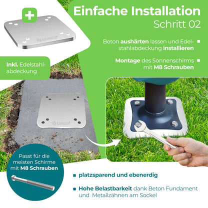 KESSER Universal-Bodenplatte Sonnenschirmständer aus Metall, Silber
