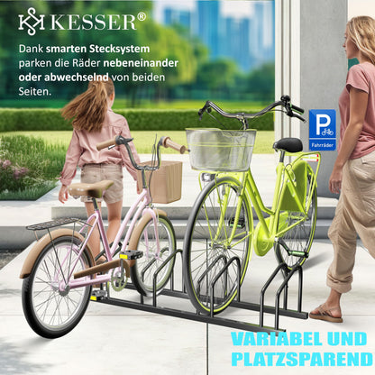 KESSER Fahrradständer für 6 Fahrräder, Mehrfachständer Schwarz