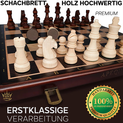 APEQi® Premium Schachspiel Holz magnetisch - 38x38cm