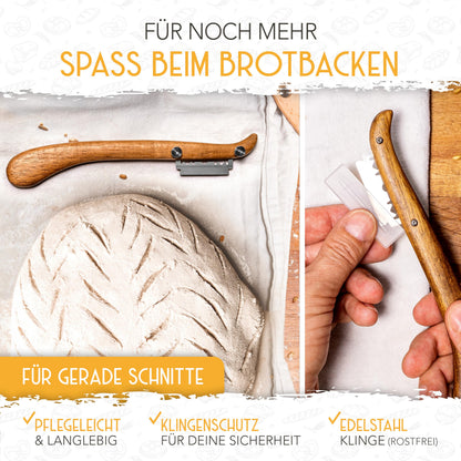 KRUSTENZAUBER Gärkörbchen & Sauerteig Starter Set, Rattan, 600 ml