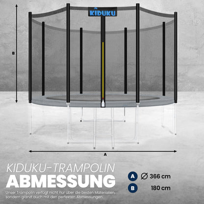 KIDUKU Trampolin Ersatznetz Sicherheitsnetz Ø 366 cm, 8 Stangen