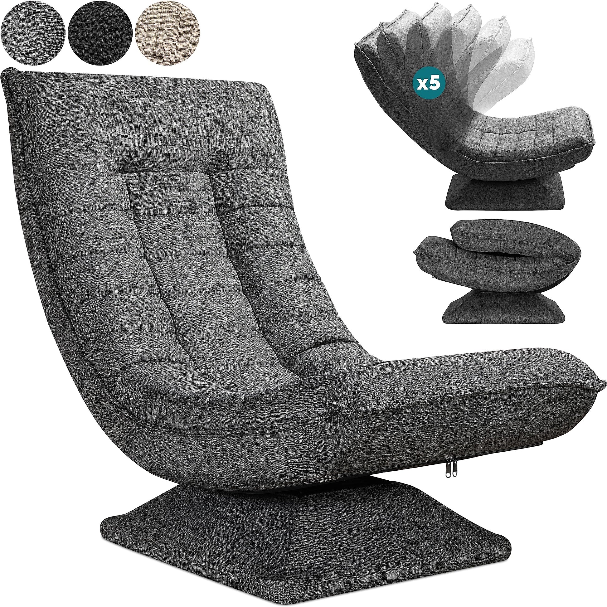 Casaria® Boden Lounge Sessel verstellbar, 360° drehbar - Grau. Zum entspannten Sitzen auf dem Boden.