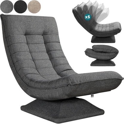 Casaria® Boden Lounge Sessel verstellbar, 360° drehbar - Grau. Zum entspannten Sitzen auf dem Boden.