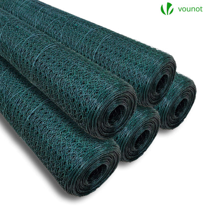 VOUNOT Maschendrahtzaun Sechseckgeflecht 13 mm, 100 cm x 25 m, Grün