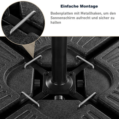 Yaheetech Sonnenschirmständer 4-teilig für Ampelschirm, Schwarz