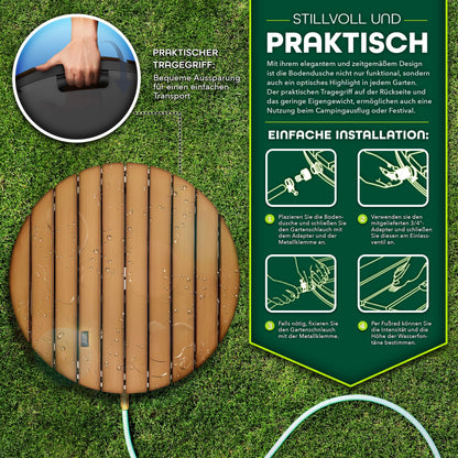 tillvex Gartendusche rund, Bodendusche mit Fussrad, Anthrazit
