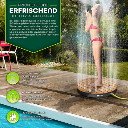 tillvex Gartendusche rund, Bodendusche mit Fussrad, Anthrazit