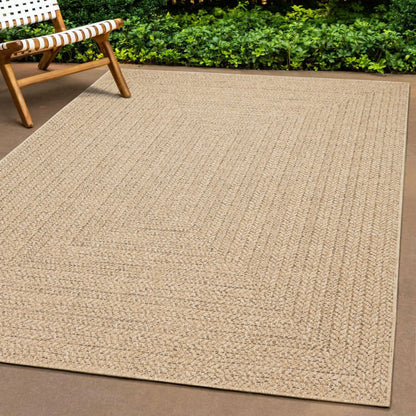Teppich-Traum Outdoor Teppich Jute-Look wetterfest beige 200x290 cm mit braunem Muster