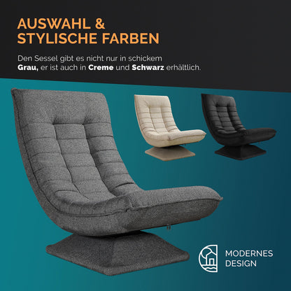 Casaria® Boden Lounge Sessel verstellbar, 360° drehbar - Grau