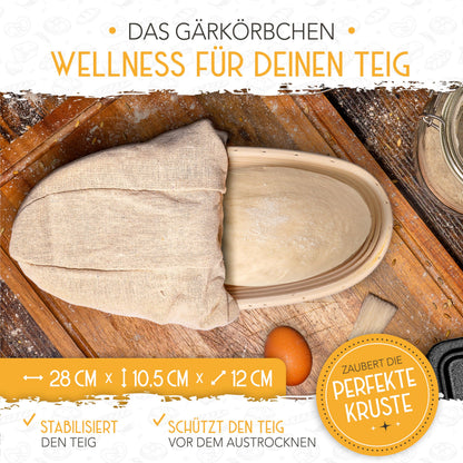 KRUSTENZAUBER Emaille Gusseisen Brotbackform 28cm – Mit Deckel, Gärkorb