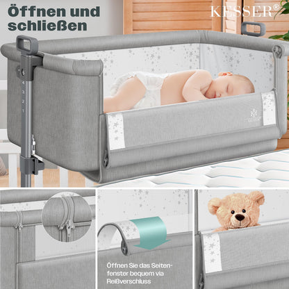 KESSER Hubi 3in1 Zustellbett Babybett Reisebett - Hellgrau
