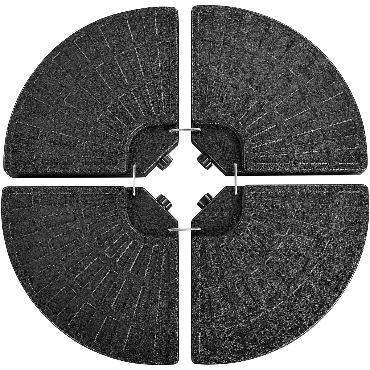 Yaheetech Sonnenschirmständer 4-teilig für Ampelschirm, Schwarz, runde Bodenplatten aus HDPE-Kunststoff