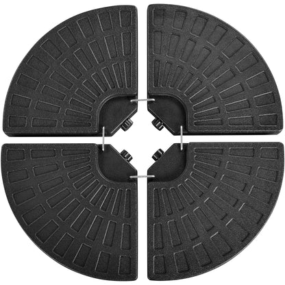 Yaheetech Sonnenschirmständer 4-teilig für Ampelschirm, Schwarz, runde Bodenplatten aus HDPE-Kunststoff