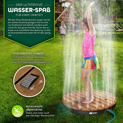 tillvex Gartendusche rund, Bodendusche mit Fussrad, Anthrazit