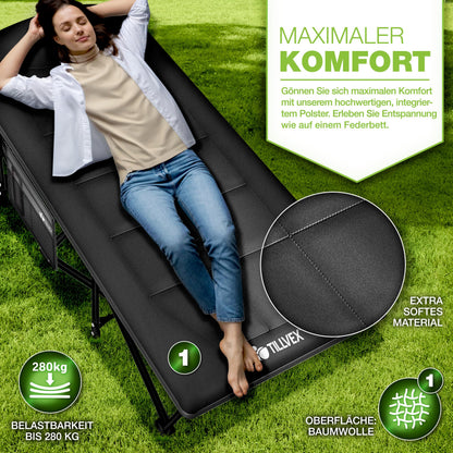tillvex Campingbett klappbar – extra breit 280kg Tragetasche