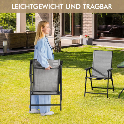 Yaheetech Gartenstühle 2er-Set, klappbarer Hochlehner, grau