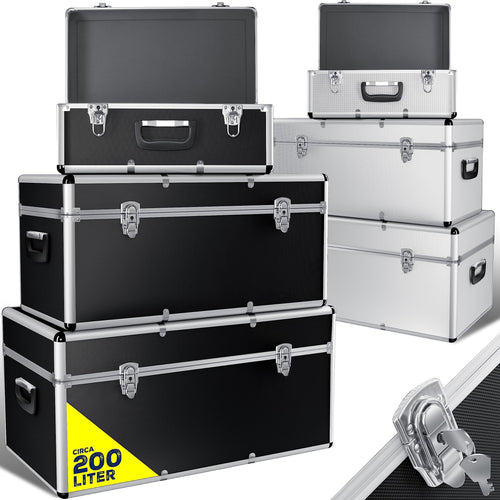 Masko® 3er SET Alu Boxen: Rechteckige, silberfarbene Aluminiumkisten zum sicheren Transport & zur Lagerung von Waren.