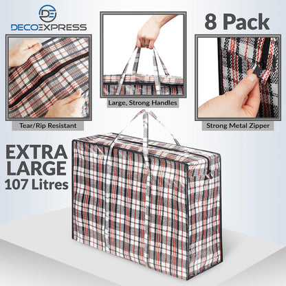DECO EXPRESS Wäschesack XXL 75 l mit Reissverschluss, 8er-Pack