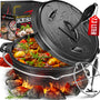 KESSER Dutch Oven Set 7,3 Liter Gusseisen Feuertopf mit Deckelheber, Tragehenkel und Wendedeckel